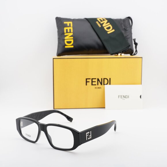 Fendi FE50115I 001 Rectangle Eyeglasses - Black 54mm